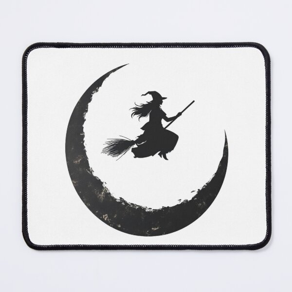 Item preview, Silhouette of a Witch Riding a Broom over a Crescent Moon designed and sold by Anarodic.