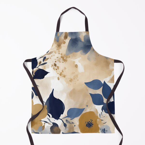 Item preview, Watercolor Florals Pattern Gold Grey Blue, Feminine Romantic Elegant Pattern designed and sold by KolorellaS.