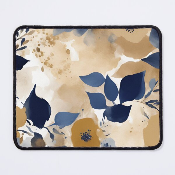 Item preview, Watercolor Florals Pattern Gold Grey Blue, Feminine Romantic Elegant Pattern designed and sold by KolorellaS.