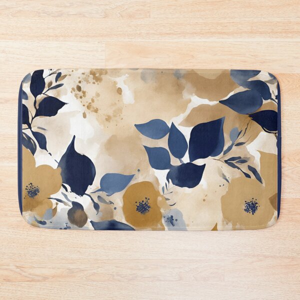 Item preview, Watercolor Florals Pattern Gold Grey Blue,  Feminine Romantic Elegant Pattern designed and sold by KolorellaS.