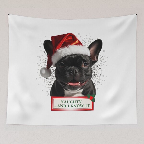 Item preview, "Naughty and I Know It" – Playful French Bulldog Christmas Apparel & Gifts designed and sold by TacoFunDesigns.