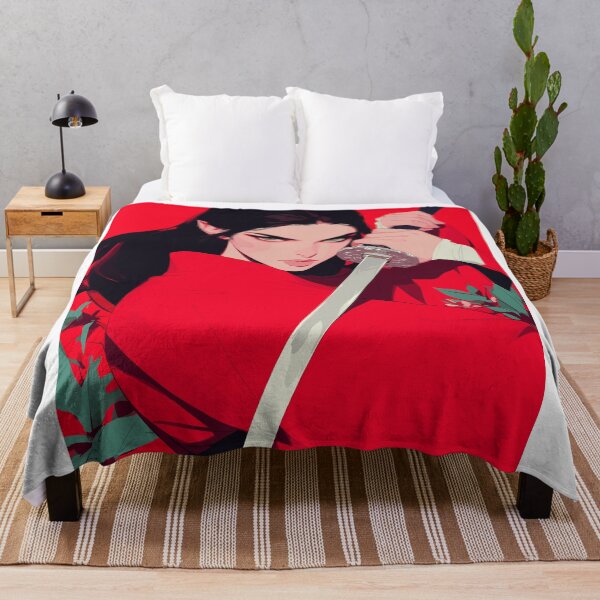 Item preview, Samurai Warrior Woman in Traditional Red Kimono With Sword designed and sold by rickykamalady.