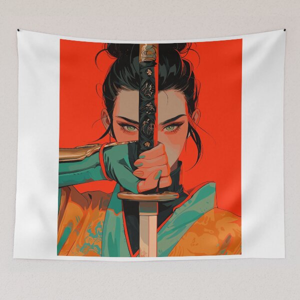 Item preview, Bold Warrior Woman Holding Sword in Vibrant Illustration Art designed and sold by rickykamalady.