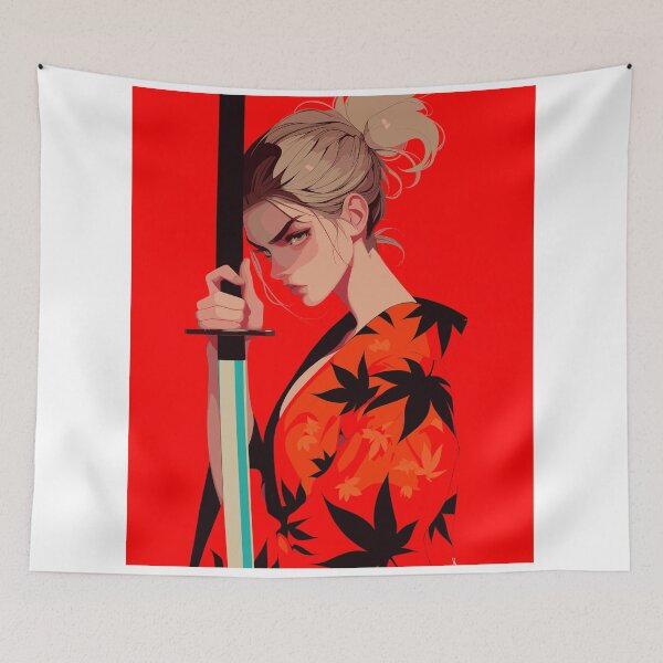 Item preview, Animation of Strong Woman Holding Sword in Bold Red Outfit designed and sold by rickykamalady.