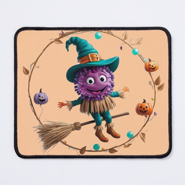 Item preview, Quirky Scarecrow Microbe on a Broomstick – Whimsical Halloween Design designed and sold by AdoraSticks.
