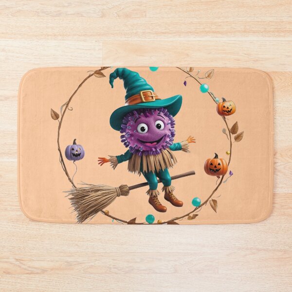 Item preview, Quirky Scarecrow Microbe on a Broomstick – Whimsical Halloween Design designed and sold by AdoraSticks.