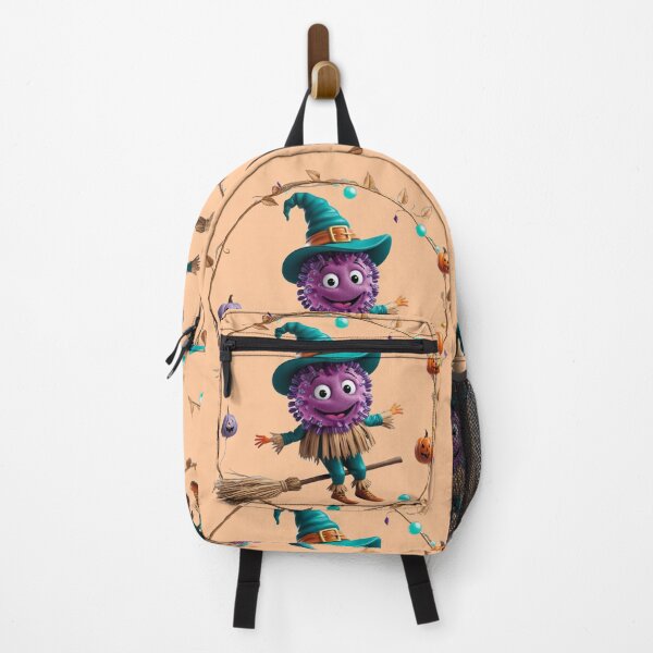 Item preview, Quirky Scarecrow Microbe on a Broomstick – Whimsical Halloween Design designed and sold by AdoraSticks.