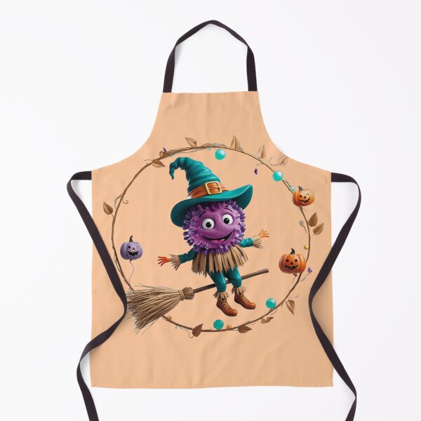 Item preview, Quirky Scarecrow Microbe on a Broomstick – Whimsical Halloween Design designed and sold by AdoraSticks.
