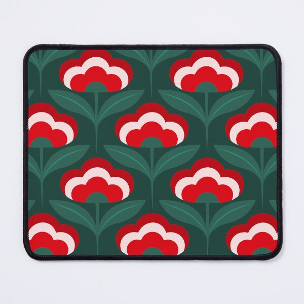 Item preview, Flor retro navideña roja y verde sobre verde designed and sold by Guided by Light Art.