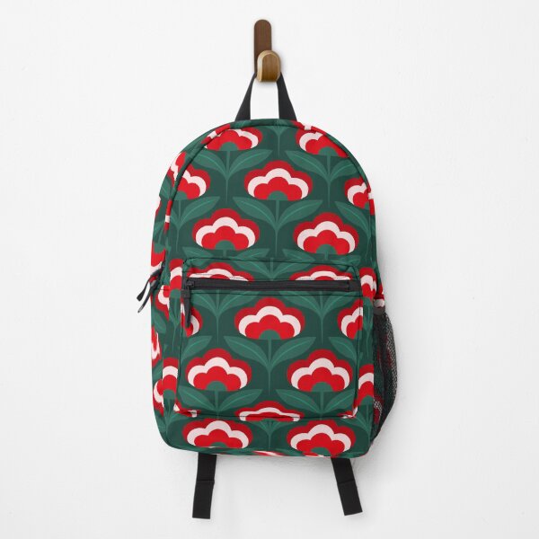 Item preview, Retro flower Christmas Red and Green on green designed and sold by Guided by Light Art.