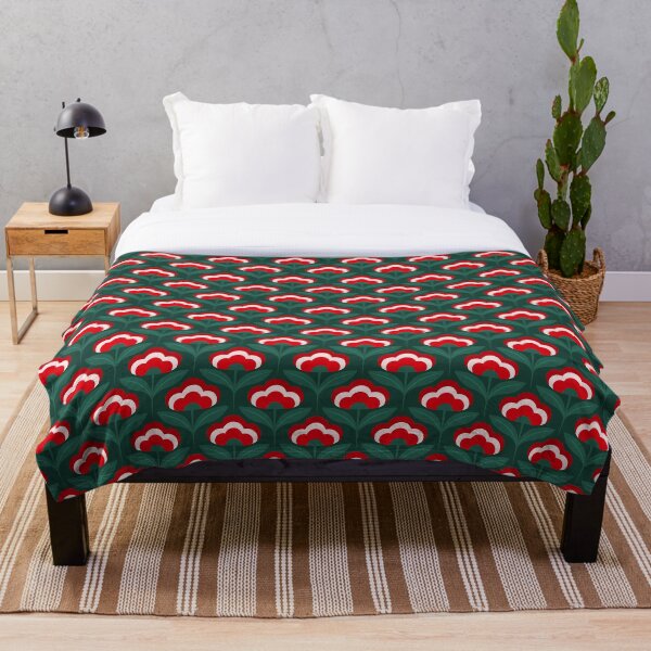 Item preview, Retro flower Christmas Red and Green on green designed and sold by Guided by Light Art.
