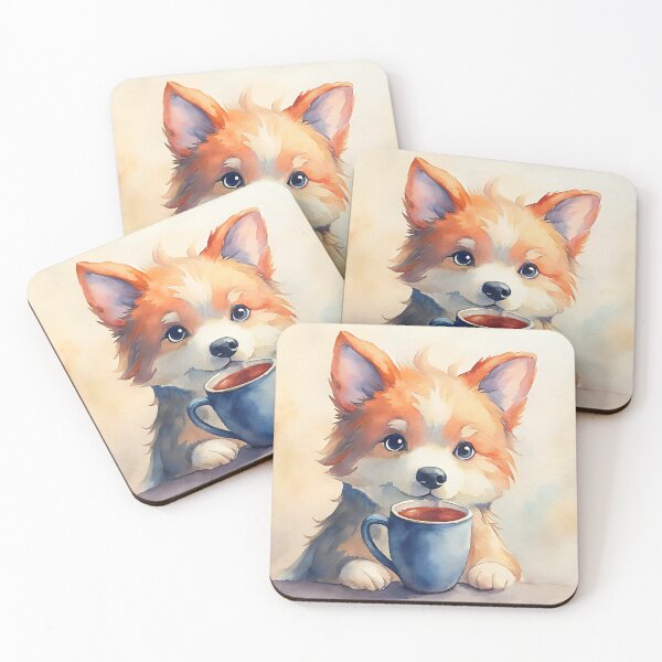Item preview, Watercolor dog coffee lover designed and sold by AhArtMe.
