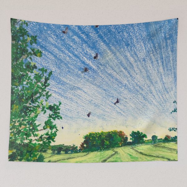 Item preview, Pigeons Over the Hayfield designed and sold by Catherine Holland.