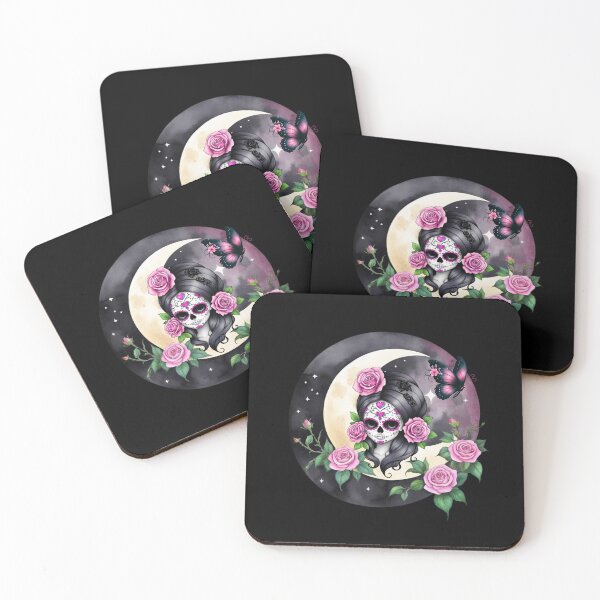 Item preview, Pink lady skeleton against the background of the moon and stars. designed and sold by JAGA-ALIME.