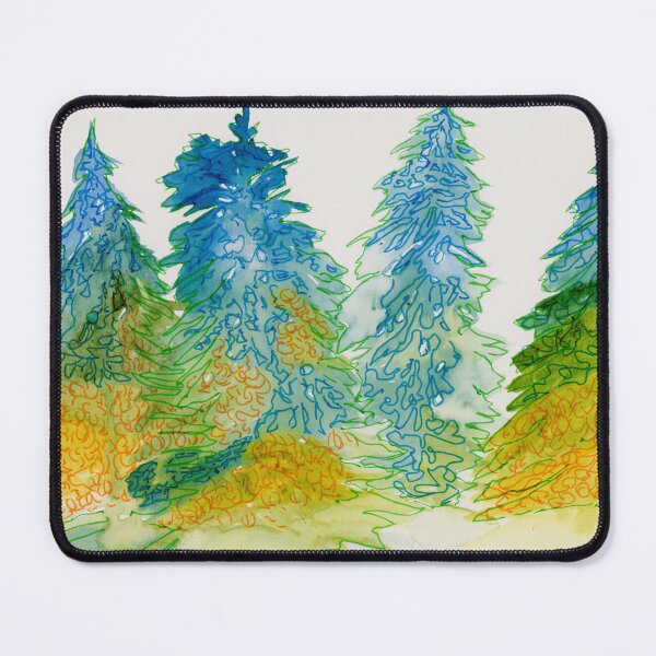 Item preview, Festive Winter Pine Trees Watercolor and Ink Art designed and sold by Iryna Nimmo Art.
