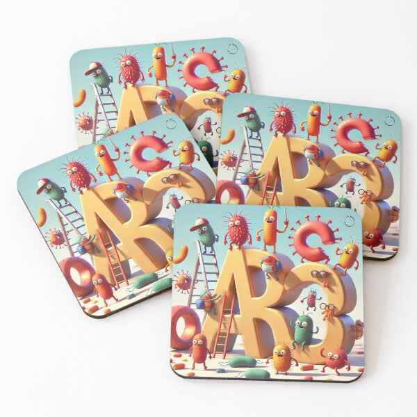 Item preview, Whimsical Microbes Playing on Giant Letters designed and sold by AdoraSticks.
