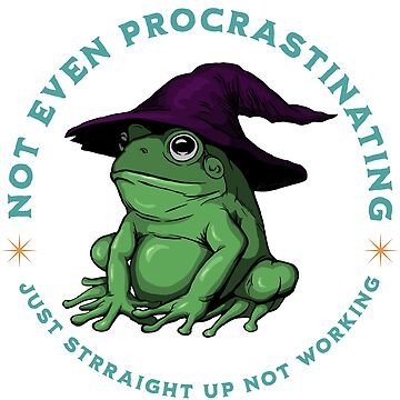 Artwork thumbnail, Not Even Procrastinating Just Straight Up Not Working Frog Wizard by leeleeandthebee