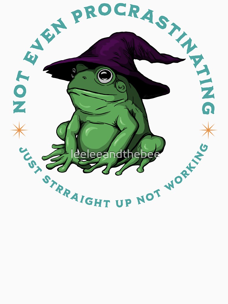 Thumbnail 3 of 3, Baseball ¾ Sleeve T-Shirt, Not Even Procrastinating Just Straight Up Not Working Frog Wizard designed and sold by leeleeandthebee.