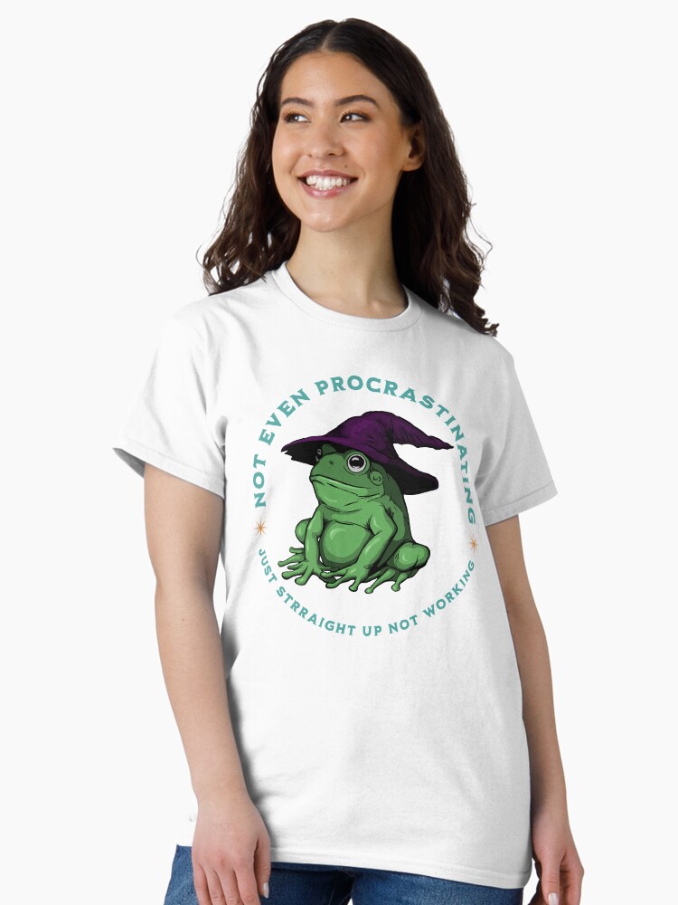 Thumbnail 2 of 7, Classic T-Shirt, Not Even Procrastinating Just Straight Up Not Working Frog Wizard designed and sold by leeleeandthebee.