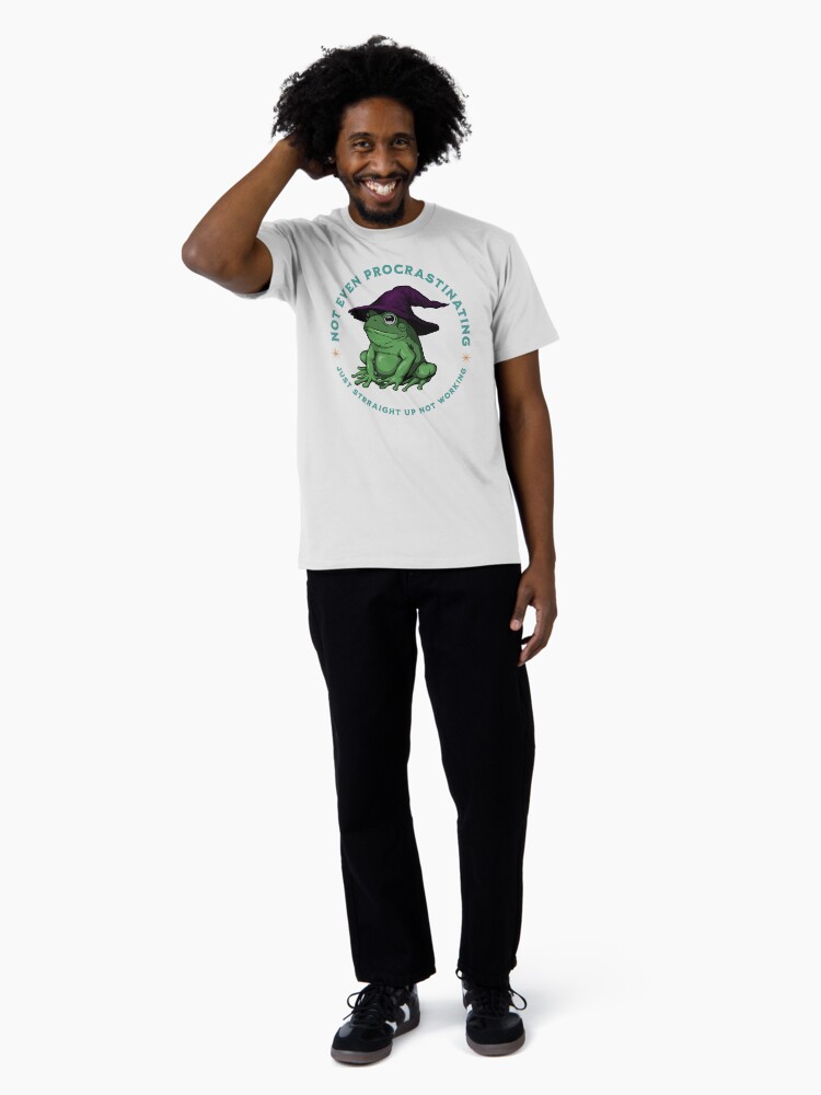 Thumbnail 3 of 4, Premium T-Shirt, Not Even Procrastinating Just Straight Up Not Working Frog Wizard designed and sold by leeleeandthebee.