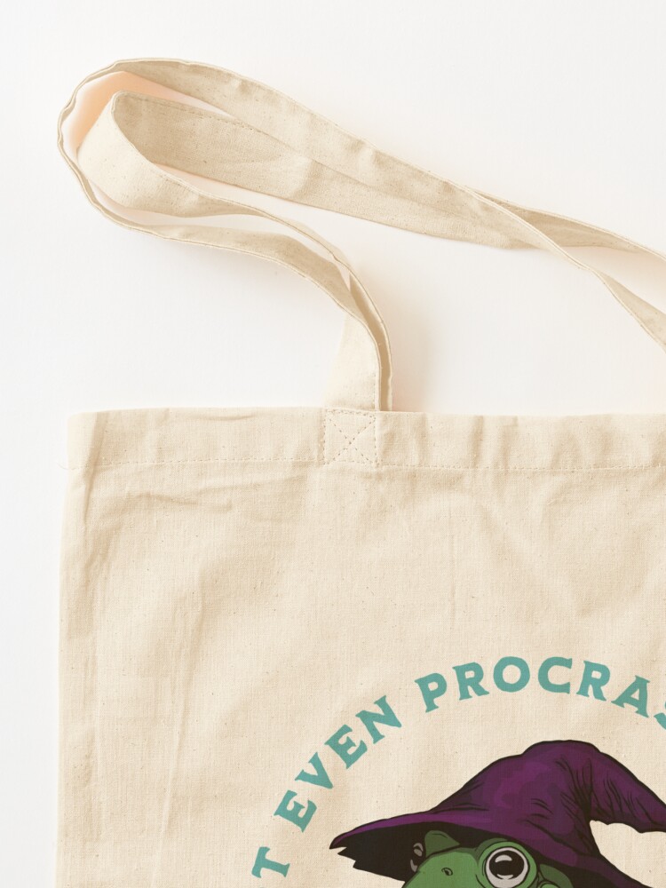 Thumbnail 3 of 5, Tote Bag, Not Even Procrastinating Just Straight Up Not Working Frog Wizard designed and sold by leeleeandthebee.