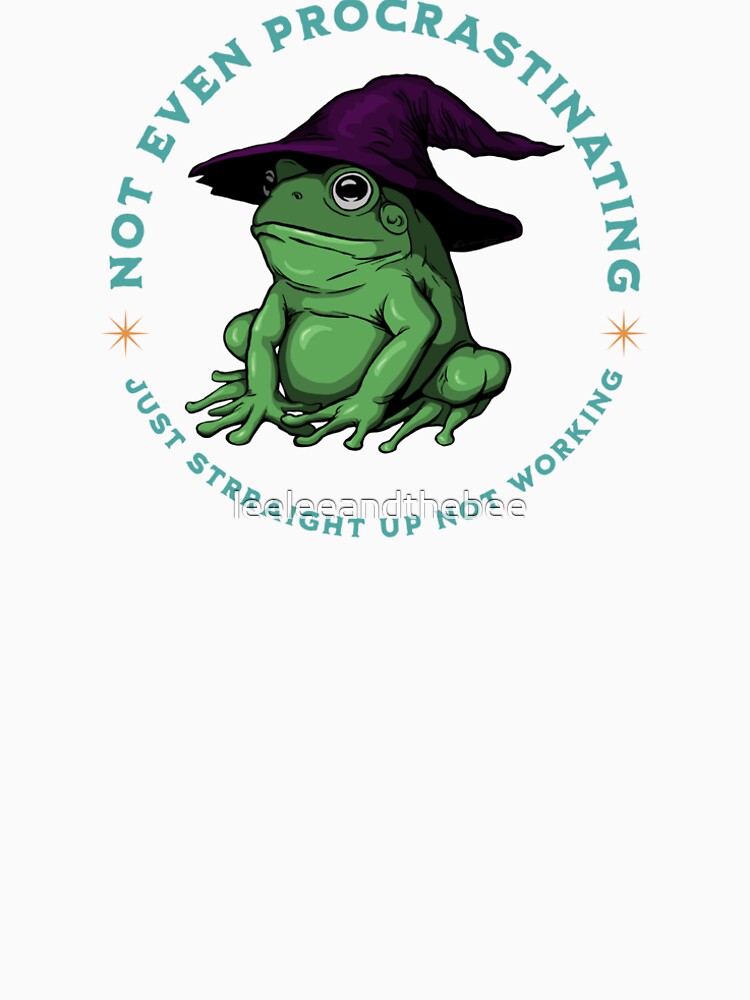 Thumbnail 4 of 4, Premium T-Shirt, Not Even Procrastinating Just Straight Up Not Working Frog Wizard designed and sold by leeleeandthebee.