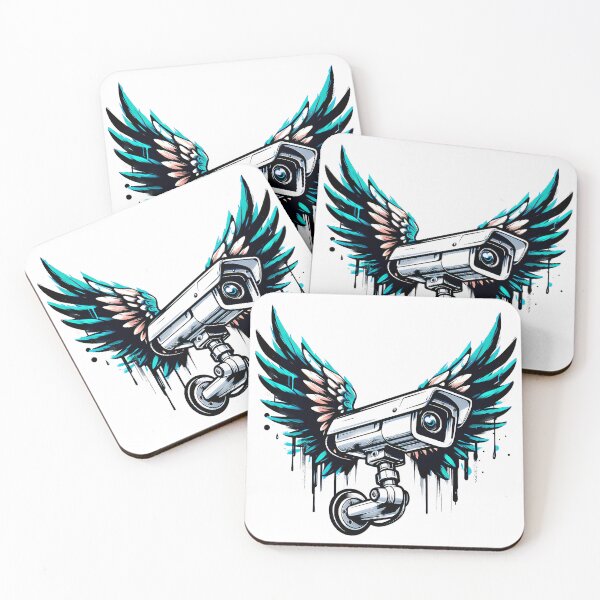 Item preview, Surveillance Camera with Angel Wings Graffiti Art, Banksy inspired designed and sold by EdgyEdgeArt.