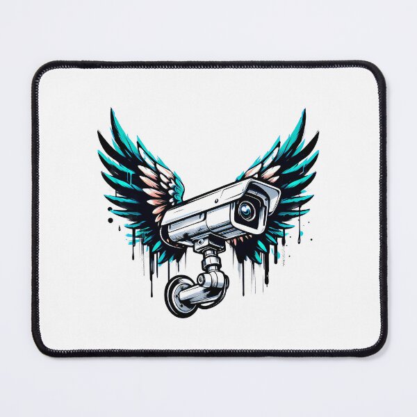 Item preview, Surveillance Camera with Angel Wings Graffiti Art, Banksy inspired designed and sold by EdgyEdgeArt.