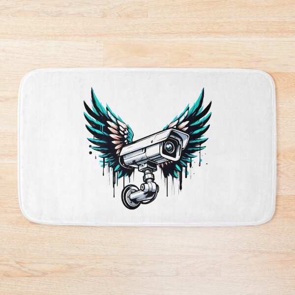 Item preview, Surveillance Camera with Angel Wings Graffiti Art, Banksy inspired designed and sold by EdgyEdgeArt.