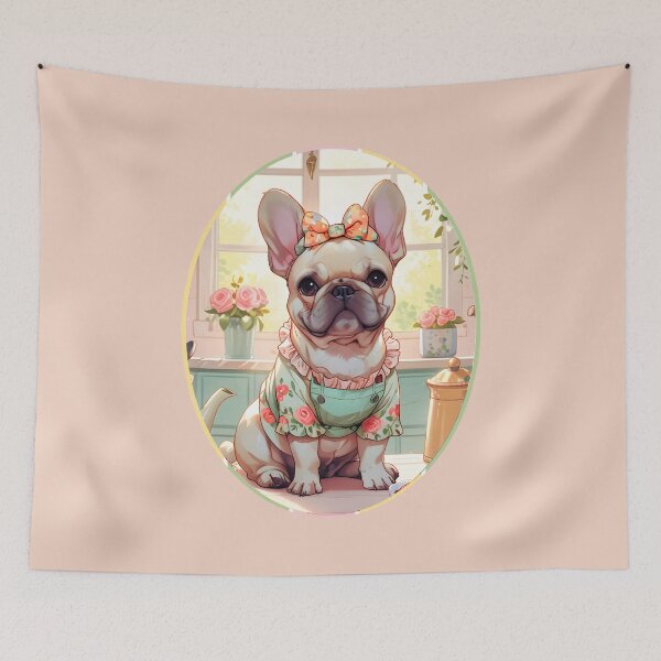 Item preview, Kawaii French Bulldog cup of tea cottagecore designed and sold by puppypastel.