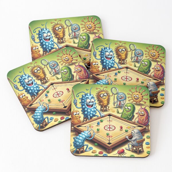 Item preview, Microbes Playing Carrom in Fun Style designed and sold by AdoraSticks.
