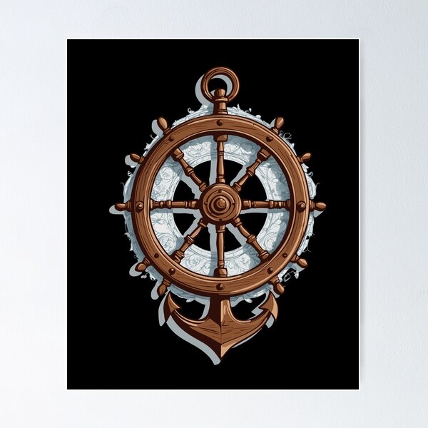 Item preview, Sailboat Captain Design Steering Wheel Anchor designed and sold by LuminOrb.