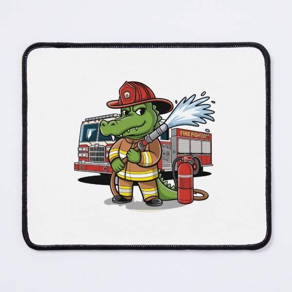 Item preview, Brave Firefighter Crocodile - Heroic Animal Firefighter Illustration designed and sold by Colorful-Garden.