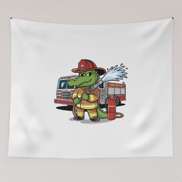 Item preview, Brave Firefighter Crocodile - Heroic Animal Firefighter Illustration designed and sold by Colorful-Garden.