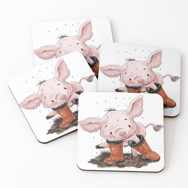 Item preview, Piglet in the rain digital drawing  designed and sold by Artbubblecrafts.
