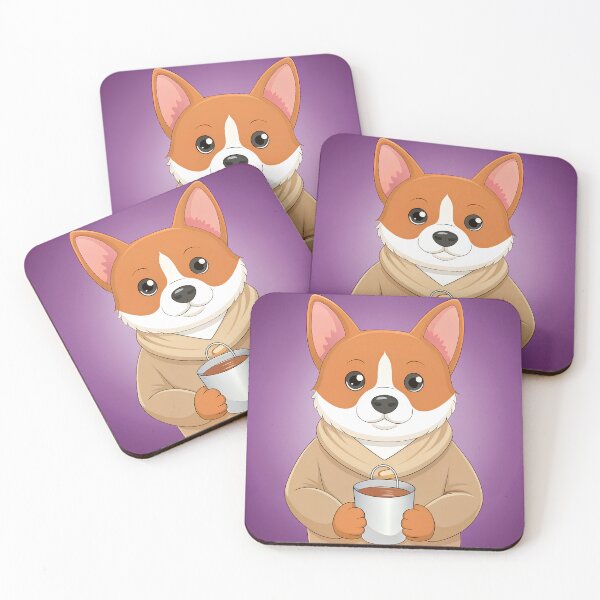 Item preview, Kawaii dog coffee lover above violet designed and sold by AhArtMe.