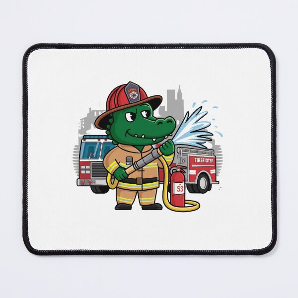 Item preview, Brave Firefighter Crocodile - Heroic Animal Firefighter Illustration designed and sold by Colorful-Garden.