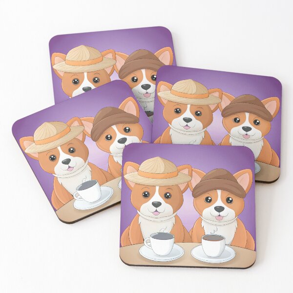 Item preview, Kawaii dogs coffee lovers above violet designed and sold by AhArtMe.