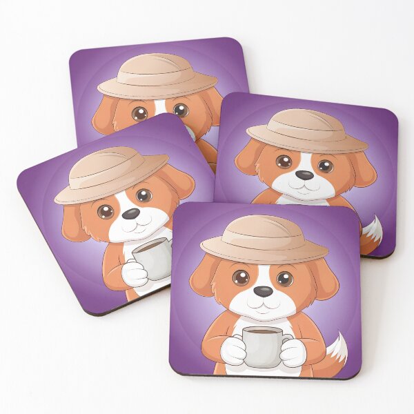 Item preview, Kawaii dog coffee fan in hat  designed and sold by AhArtMe.