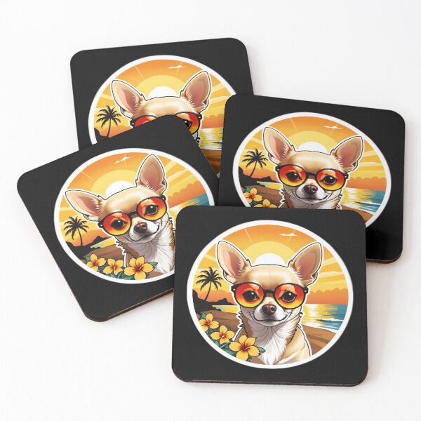 Item preview, Beach Lover Chihuahua at Sunset with Hawaiian Orchids designed and sold by NautiChic.