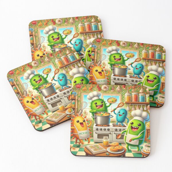 Item preview, Microbes Cooking Fun in Whimsical Kitchen designed and sold by AdoraSticks.