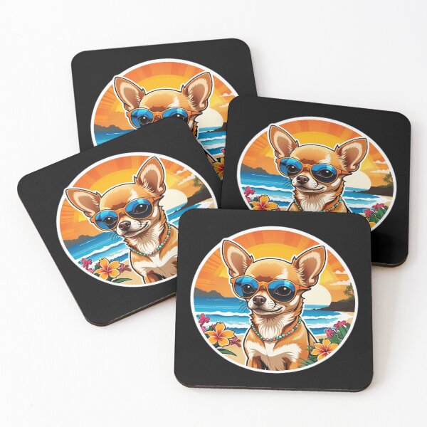 Item preview, Beach Bum Chihuahua with Sunglasses and Marbles at Sunset in Hawaii designed and sold by NautiChic.