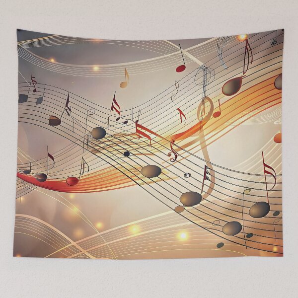 Item preview, Vibrant Music Notes Flowing Colorful Waves Rhythm Harmony Composition designed and sold by Rostislav Bouda.