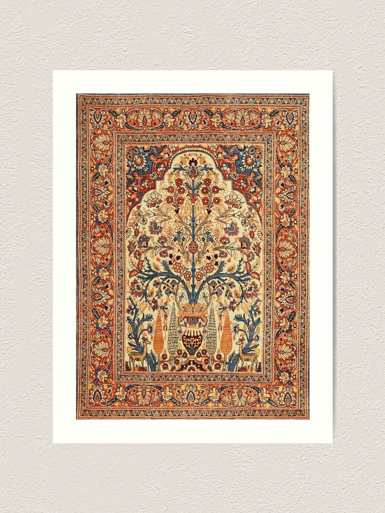 Small Rug, Blue Rug, Persian Isfahan Tree of Life Rug