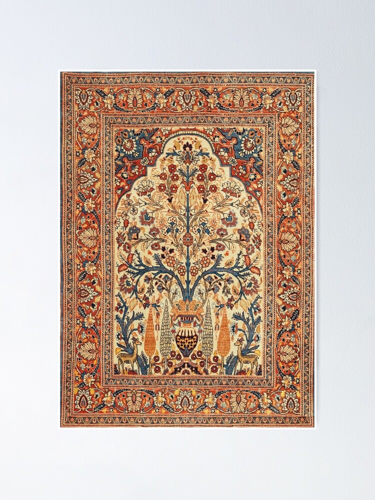 ペルシャ 手織り 絨毯 ( Tabriz Tree Of Life ) Small Rug | Small Persian Rug For Bedroom | Chicago Rug Store