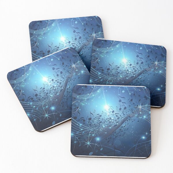 Item preview, Music Notes Waves Blue Background Creative Art Design designed and sold by Rostislav Bouda.