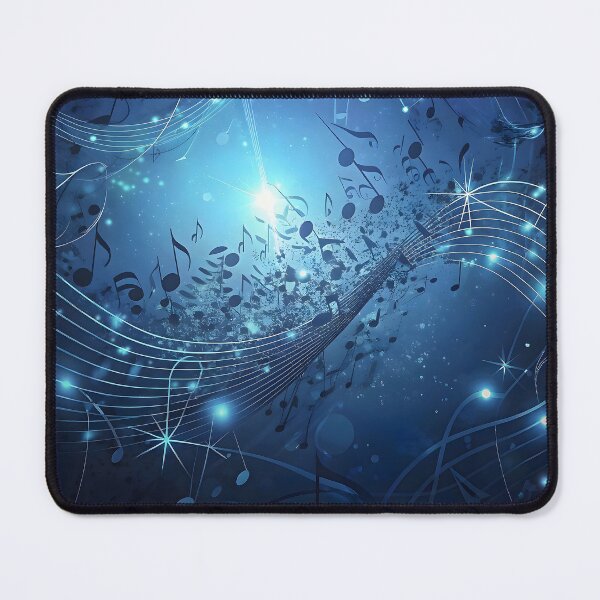 Item preview, Music Notes Waves Blue Background Creative Art Design designed and sold by Rostislav Bouda.