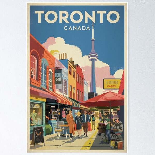 Item preview, Toronto Vintage Travel Poster designed and sold by TravelerRat.