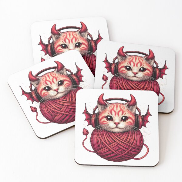 Item preview, Devilish Yarn Cat - Cute Mischief with a Fiery Twist designed and sold by GOTEK.
