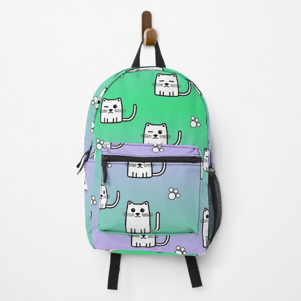 Item preview, Lindos gatos kawaii sobre fondo degradado/contorno negro, colores pastel, turquesa, rosa, blanco. designed and sold by My-fake-places.